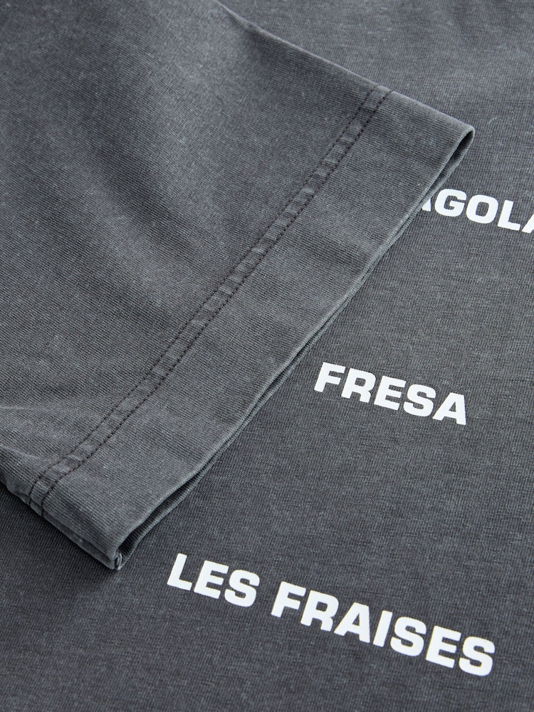 Gris antracita - Oversized Washed Strawberry Graphic Short Sleeve Crew Neck 100% Cotton T-Shirt - Imagen 8 de 8