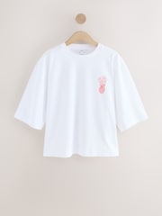 White Flower Vase Back Placement Graphic Oversized Short Sleeve Crew Neck T-Shirt - Image 6 of 10