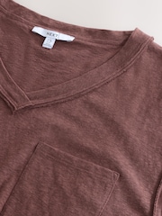 Chocolate Brown Oversized V-Neck Short Sleeve T-Shirt - Image 5 of 6