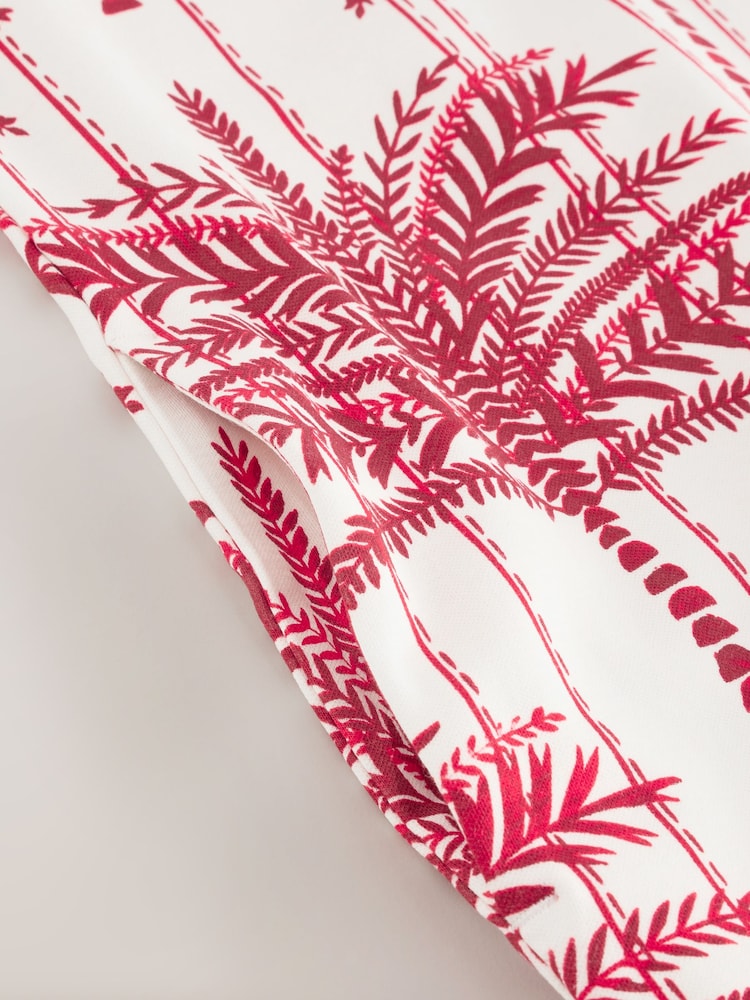 Ecru/Red Palm Print Heavyweight Short Sleeve Crew Neck Maxi T-Shirt Dress - Image 3 of 3