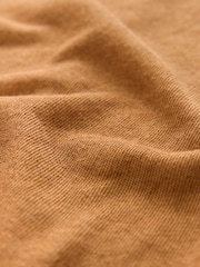 Tan Brown - Washed Open Seam Detailing Raglan Short Sleeve 100% Cotton Crew Neck T-Shirt - Image 6 of 7
