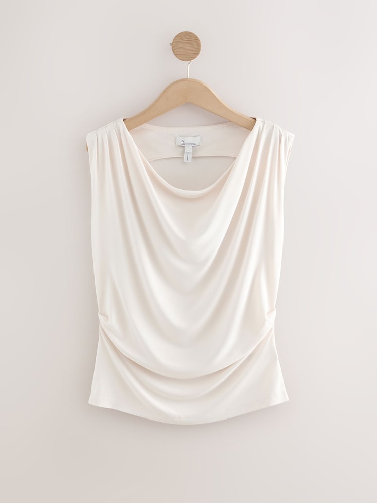 Ecru Drape Premium Modal Sleeveless Top - Image 1 of 3