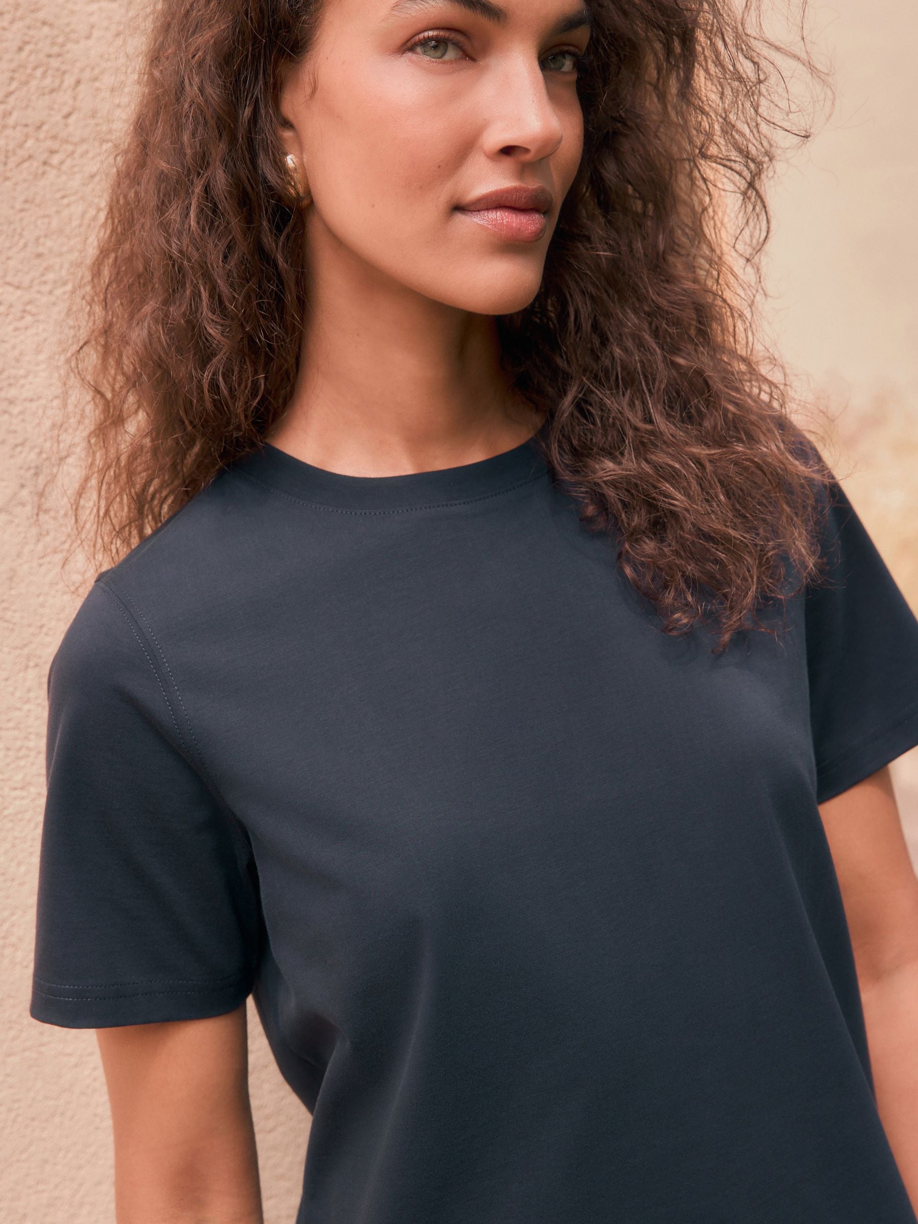 Buy Navy Slim Fit SUPIMA® N. Premium Short Sleeve Crew Neck T