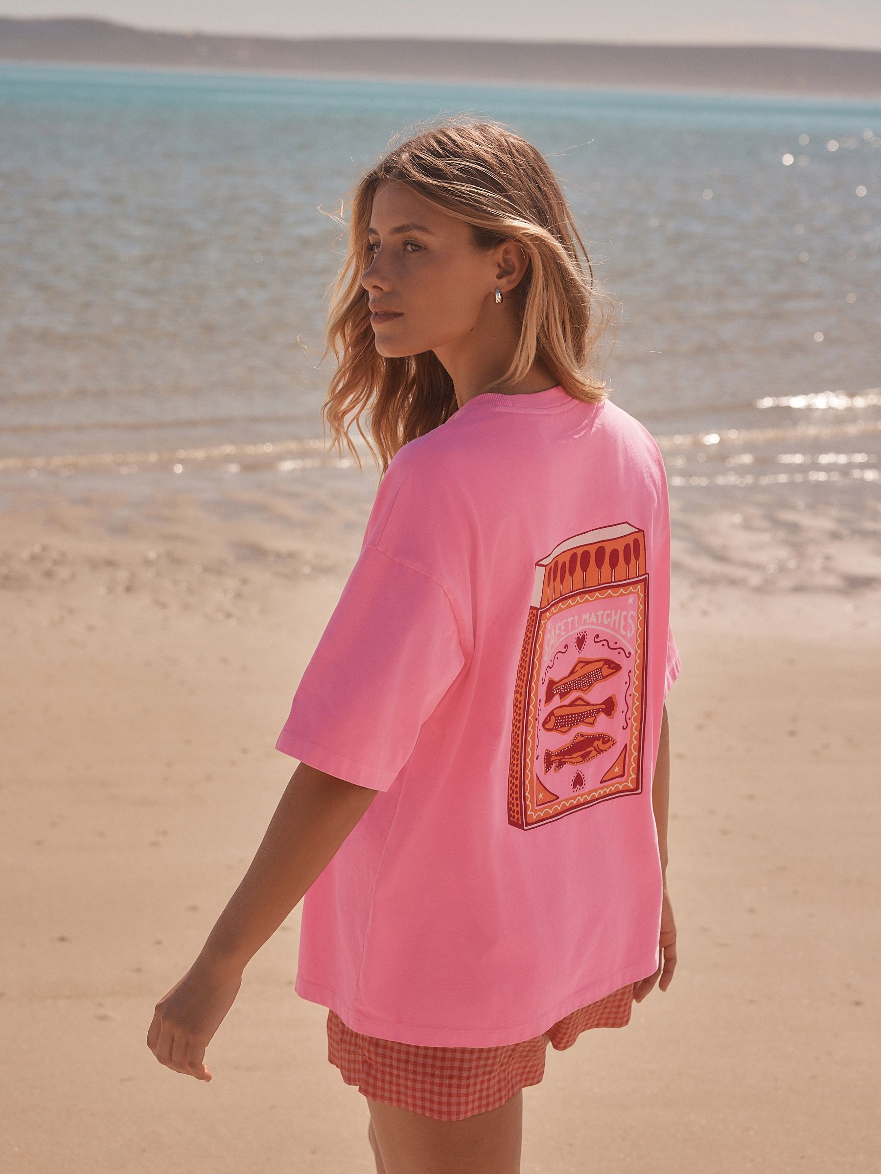 Buy Fluro Pink Oversized Sardine Matchbox Graphic Short Sleeve