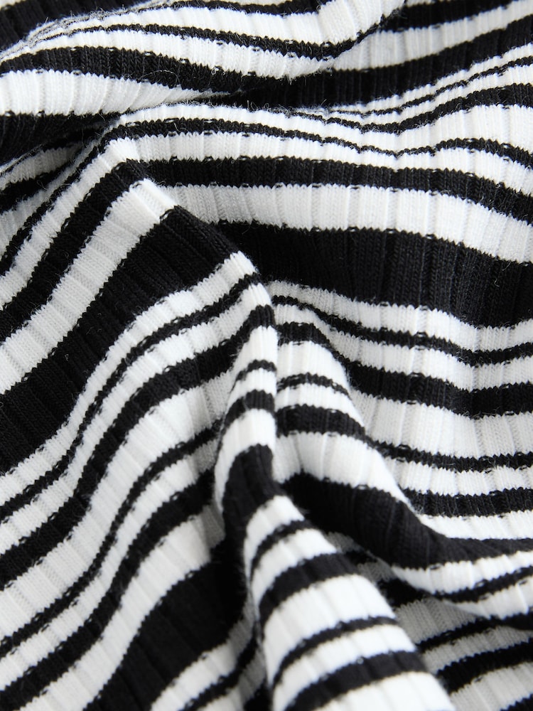Monochrome Striped Rib Halter Neck Vest - Image 2 of 3