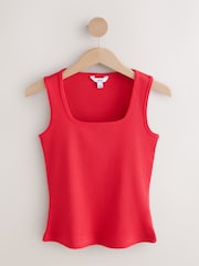 Red/White/Blue Ribbed Sqaure Neck Sleeveless Vests 3 Pack - Image 5 of 9