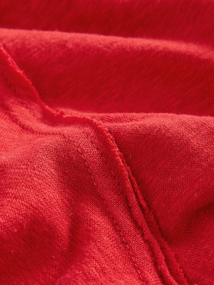 Red Oversized V-Neck Short Sleeve T-Shirt - Image 6 of 7