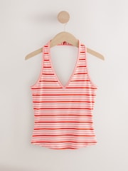 Red/White Striped Rib Halter Neck Vest - Image 1 of 3