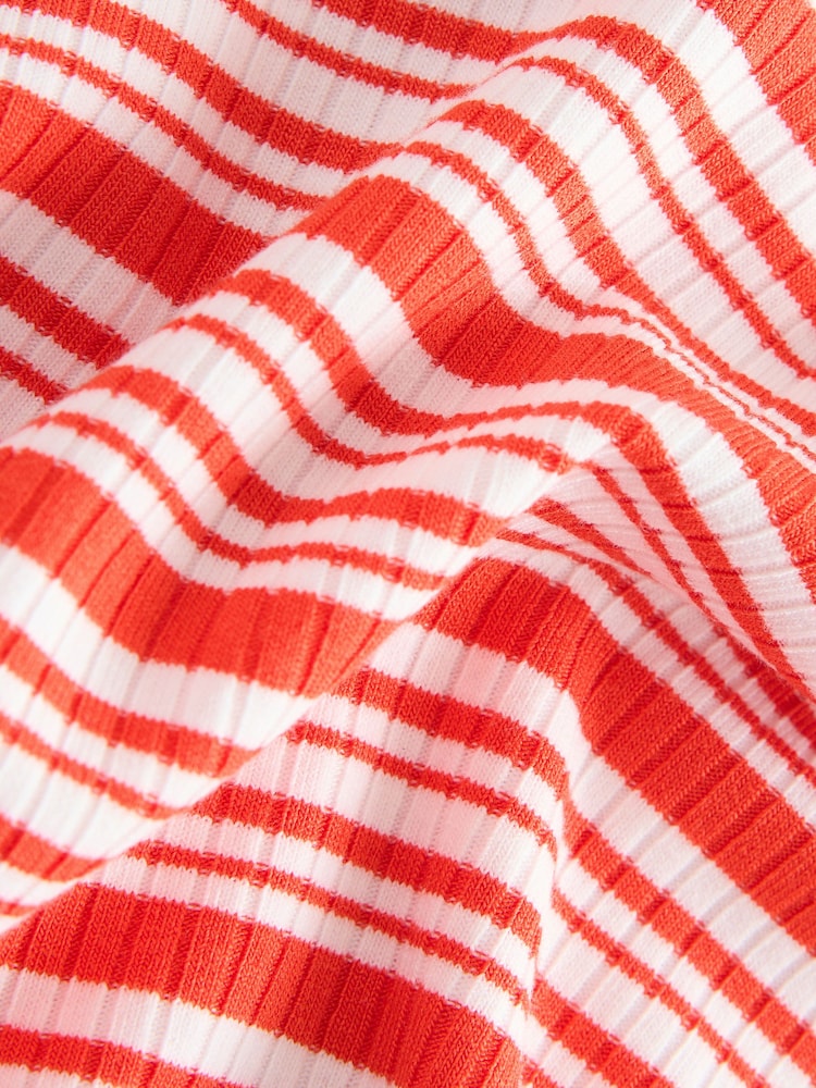 Red/White Striped Rib Halter Neck Vest - Image 2 of 3