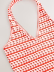 Red/White Striped Rib Halter Neck Vest - Image 3 of 3