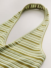 Green/White Striped Rib Halter Neck Vest - Image 3 of 3