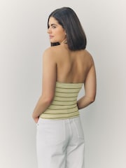Green/White Striped Rib Halter Neck Vest - Image 5 of 9