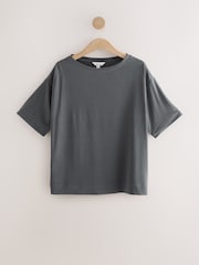Dark Grey Relaxed Fit Premium Modal Boxy T-Shirt - Image 1 of 3