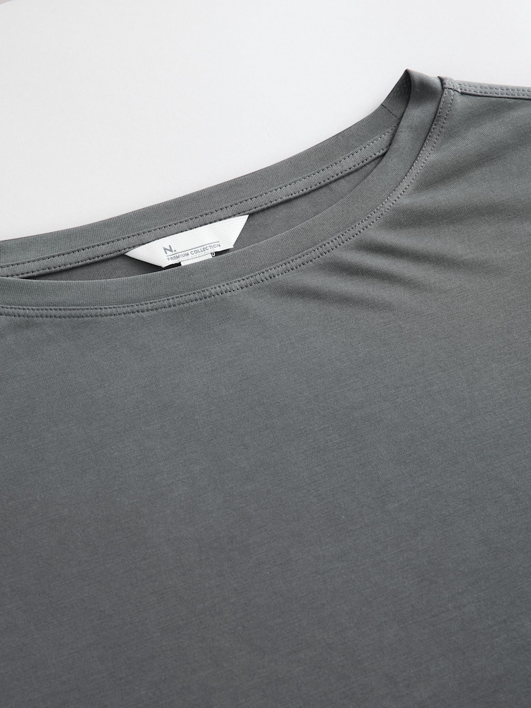 Dark Grey Relaxed Fit Premium Modal Boxy T-Shirt - Image 2 of 3