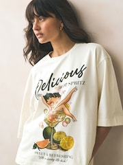White Official Betty Boop License Graphic Boxy Short Sleeve 100% Cotton T-Shirt - Image 3 of 8