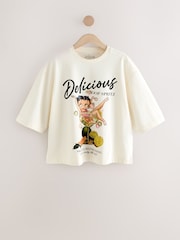 White Official Betty Boop License Graphic Boxy Short Sleeve 100% Cotton T-Shirt - Image 6 of 8