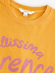 Yellow Oversized Fun City Graphic Short Sleeve Crew Neck 100% Cotton T-Shirt - Image 2 of 3