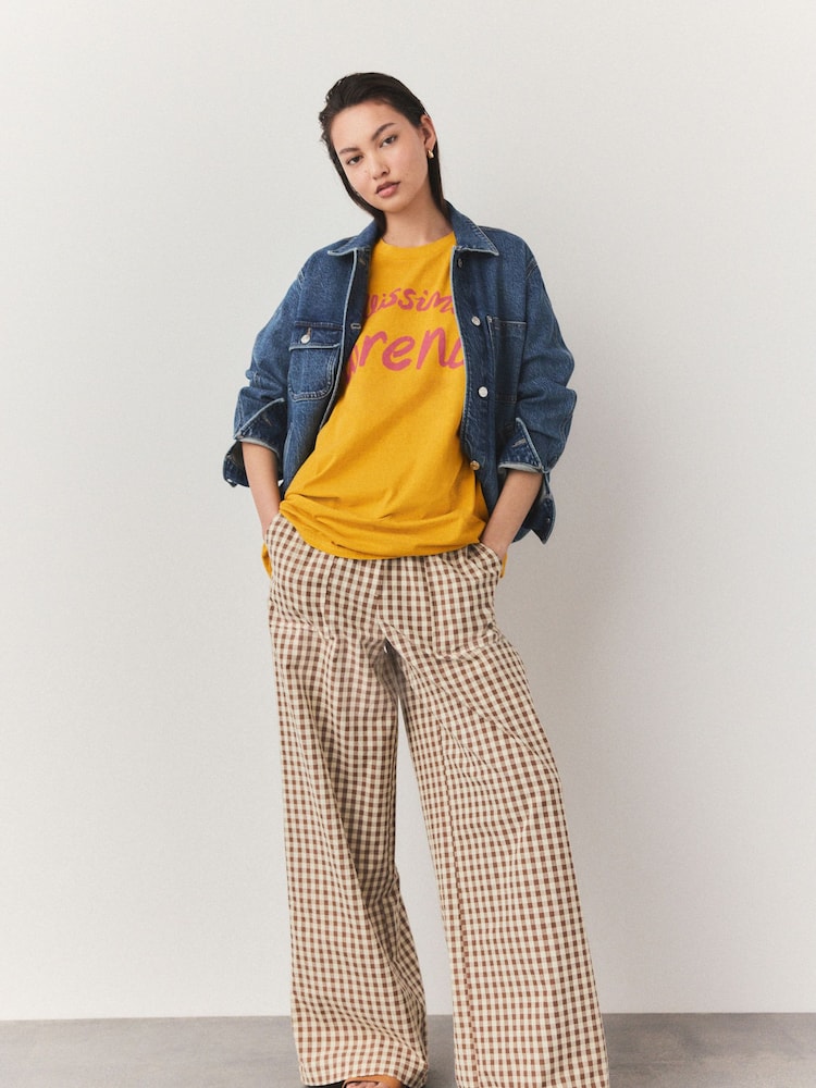 Yellow Oversized Fun City Graphic Short Sleeve Crew Neck 100% Cotton T-Shirt - Image 2 of 8 Yellow Oversized Fun City Graphic Short Sleeve Crew Neck 100% Cotton T-Shirt - Image 2 of 8