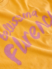 Yellow Oversized Fun City Graphic Short Sleeve Crew Neck 100% Cotton T-Shirt - Image 3 of 3