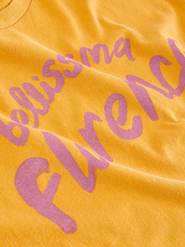 Yellow Oversized Fun City Graphic Short Sleeve Crew Neck 100% Cotton T-Shirt - Image 3 of 3