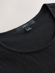 Black Slub Bubble Hem Sleeveless Tank Top - Image 6 of 7
