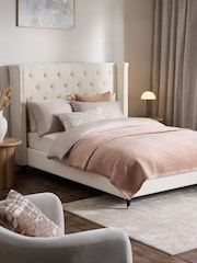 Natural Oyster Soft Velvet Grayson Upholstered Bed Frame - Image 1 of 7