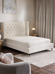 Natural Oyster Soft Velvet Grayson Upholstered Bed Frame - Image 2 of 7