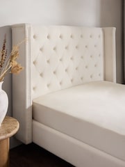 Natural Oyster Soft Velvet Grayson Upholstered Bed Frame - Image 4 of 7