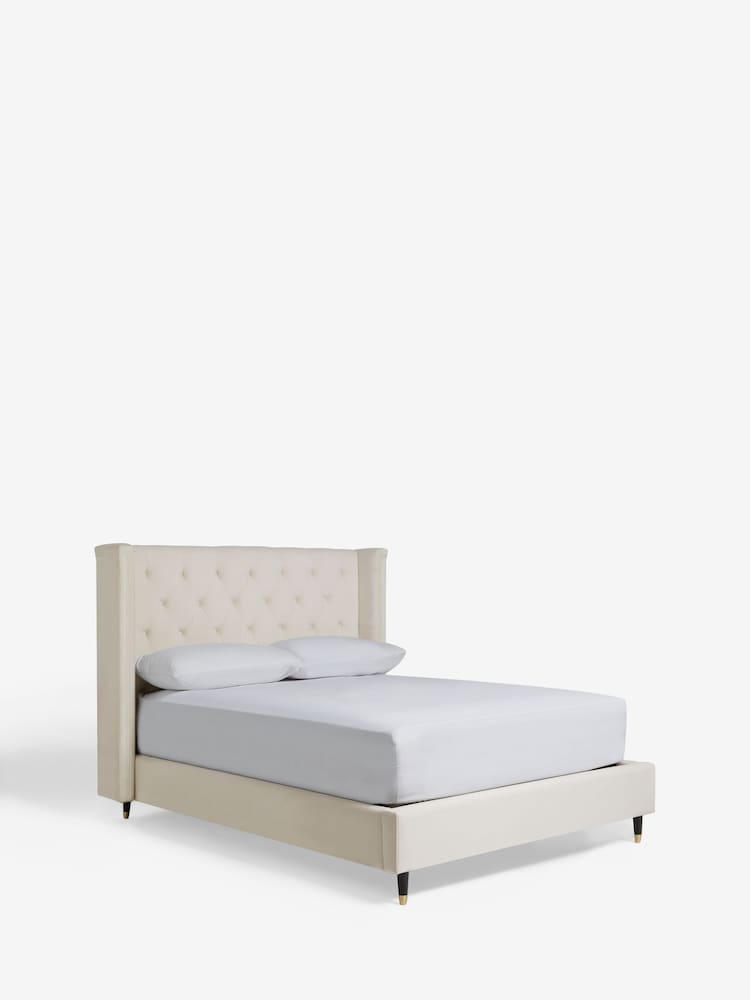 Natural Oyster Soft Velvet Grayson Upholstered Bed Frame - Image 2 of 3