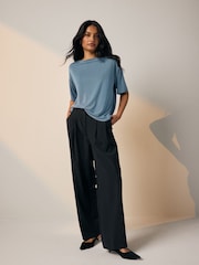 Blue Relaxed Fit Premium Modal Boxy T-Shirt - Image 2 of 7