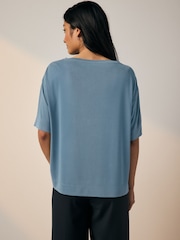 Blue Relaxed Fit Premium Modal Boxy T-Shirt - Image 3 of 7