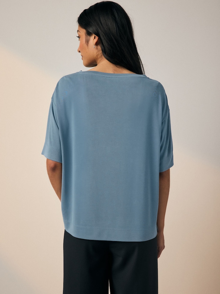 Blue N. Premium Relaxed Fit Modal Boxy T-Shirt - Image 3 of 4