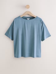 Blue Relaxed Fit Premium Modal Boxy T-Shirt - Image 5 of 7