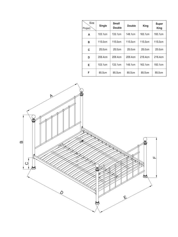 White Leamington Metal Bed Frame - Image 6 of 6