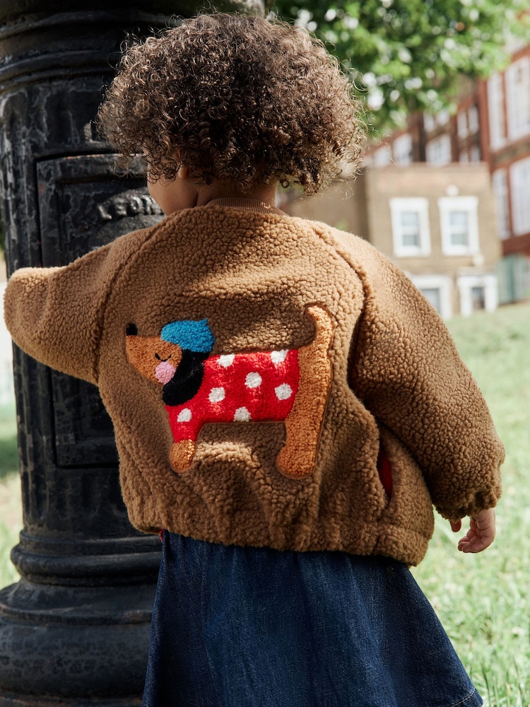 Brown Sausage Dog Borg Fleece Bomber Jacket (3mths-8yrs) - Image 1 of 11 Brown Sausage Dog Borg Fleece Bomber Jacket (3mths-8yrs) - Image 1 of 11