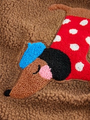 Brown Sausage Dog Borg Fleece Bomber Jacket (3mths-8yrs) - Image 10 of 11