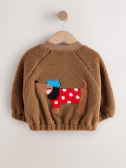 Brown Sausage Dog Borg Fleece Bomber Jacket (3mths-8yrs) - Image 8 of 11