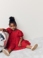 Red Short Sleeve 3D Flowers Dress (3mths-8yrs) - Image 3 of 8