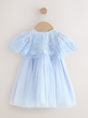 Pale Blue Embroidered Mesh Dress (3mths-8yrs) - Image 5 of 8
