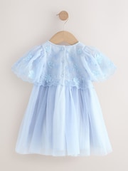Pale Blue Embroidered Mesh Dress (3mths-8yrs) - Image 6 of 8