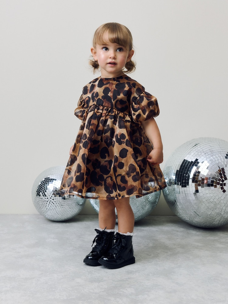 Animal Print Frill Party Dress (3mths-8yrs) - Image 1 of 8 Animal Print Frill Party Dress (3mths-8yrs) - Image 1 of 8