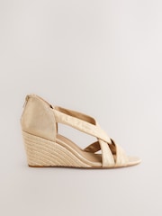 Gold Forever Comfort® Premium Leather With Motionflex Soft Twist Espadrille Wedges - Image 2 of 5