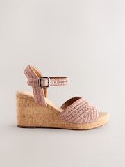 Pink Forever Comfort® Round Toe Crochet Cork Wedges - Image 5 of 9