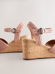 Pink Forever Comfort® Round Toe Crochet Cork Wedges - Image 7 of 9