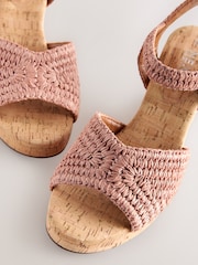 Pink Forever Comfort® Round Toe Crochet Cork Wedges - Image 8 of 9