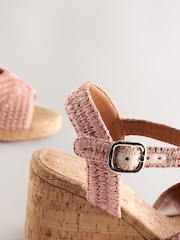 Pink Forever Comfort® Round Toe Crochet Cork Wedges - Image 9 of 9