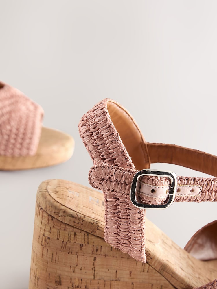 Pink Forever Comfort® Round Toe Crochet Cork Wedges - Image 9 of 9