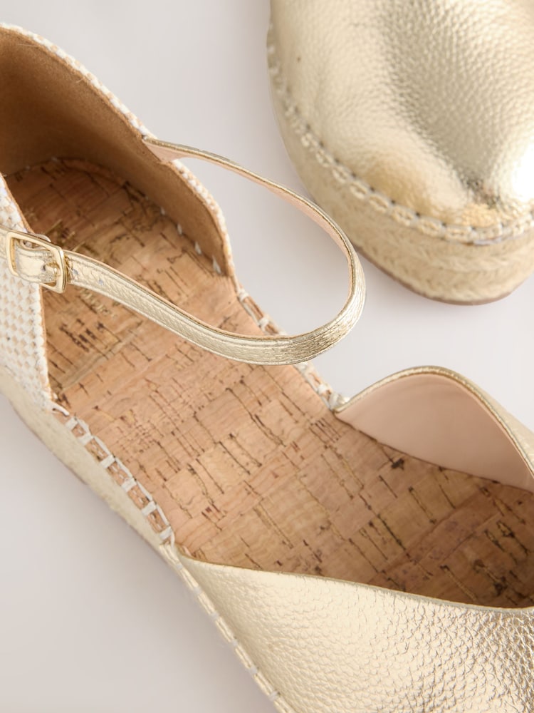 Buy Gold Standard/Wide Fit Closed Toe Platform Espadrille Wedges