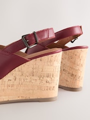 Red Standard/Wide Fit Forever Comfort® Leather Round Toe Cross-Over Slingback Platform Wedges - Image 8 of 9