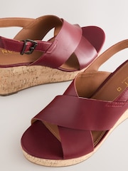 Red Standard/Wide Fit Forever Comfort® Leather Round Toe Cross-Over Slingback Platform Wedges - Image 9 of 9